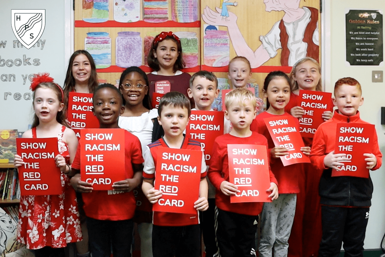 halling primary school showing racism the red card day
