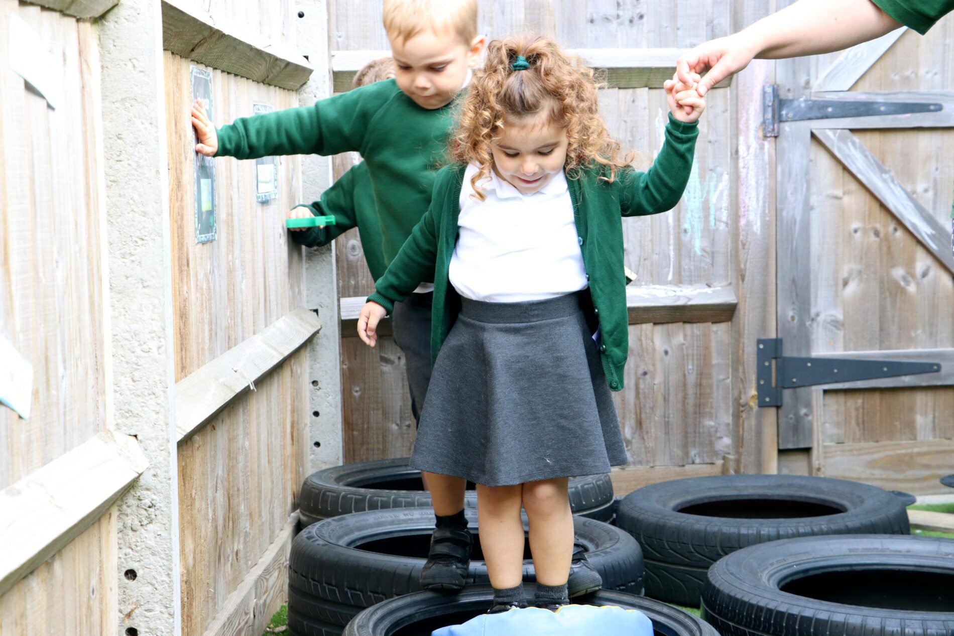 pupils balancing in eyfs at halling primary school