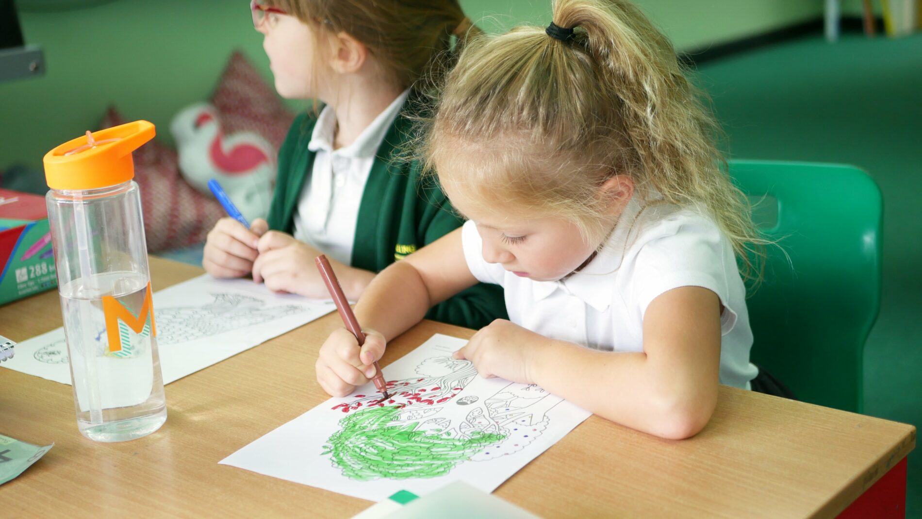 P1170580 pupils colouring in art and design class