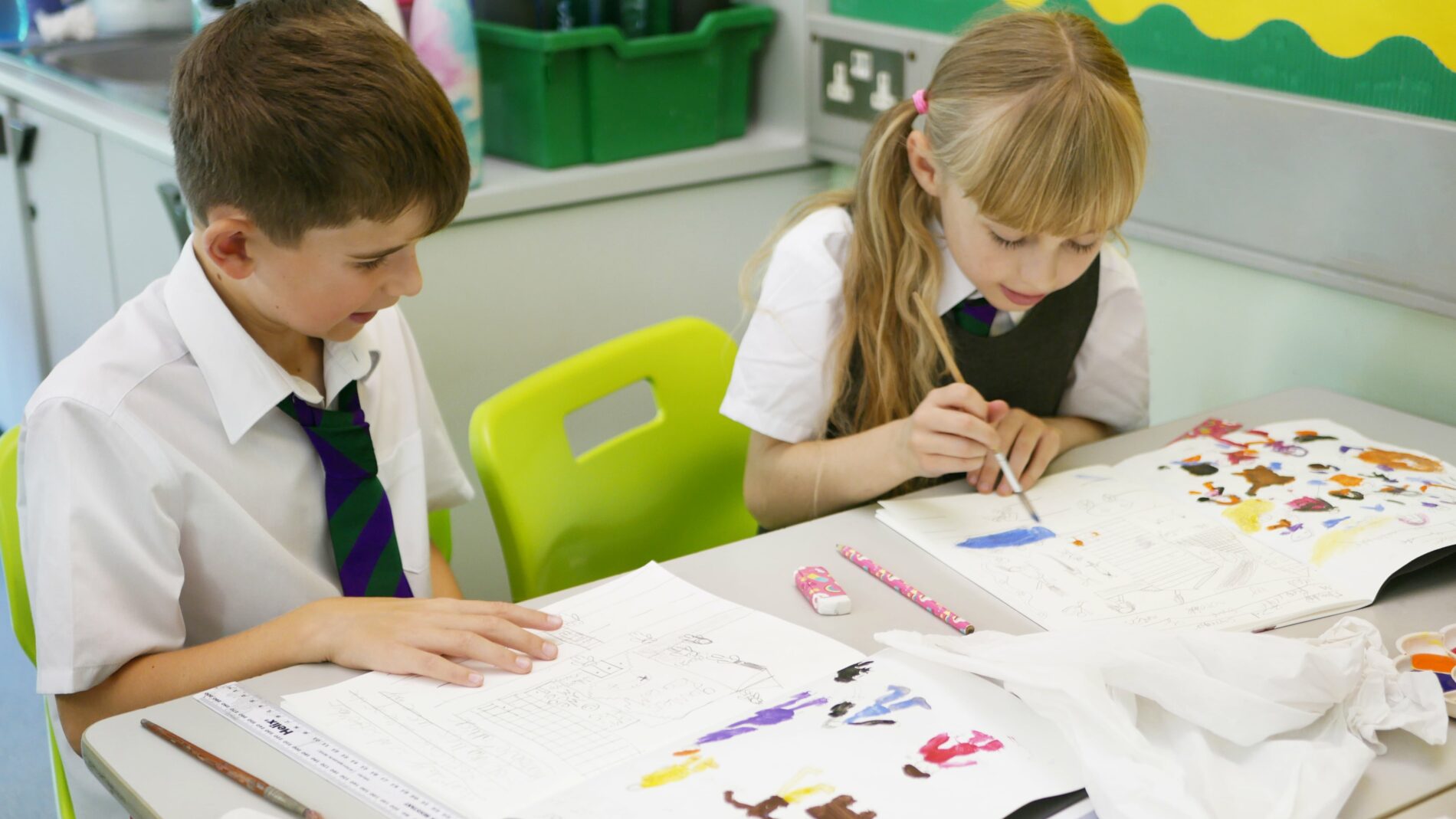 P1170763 pupils painting in art and design class
