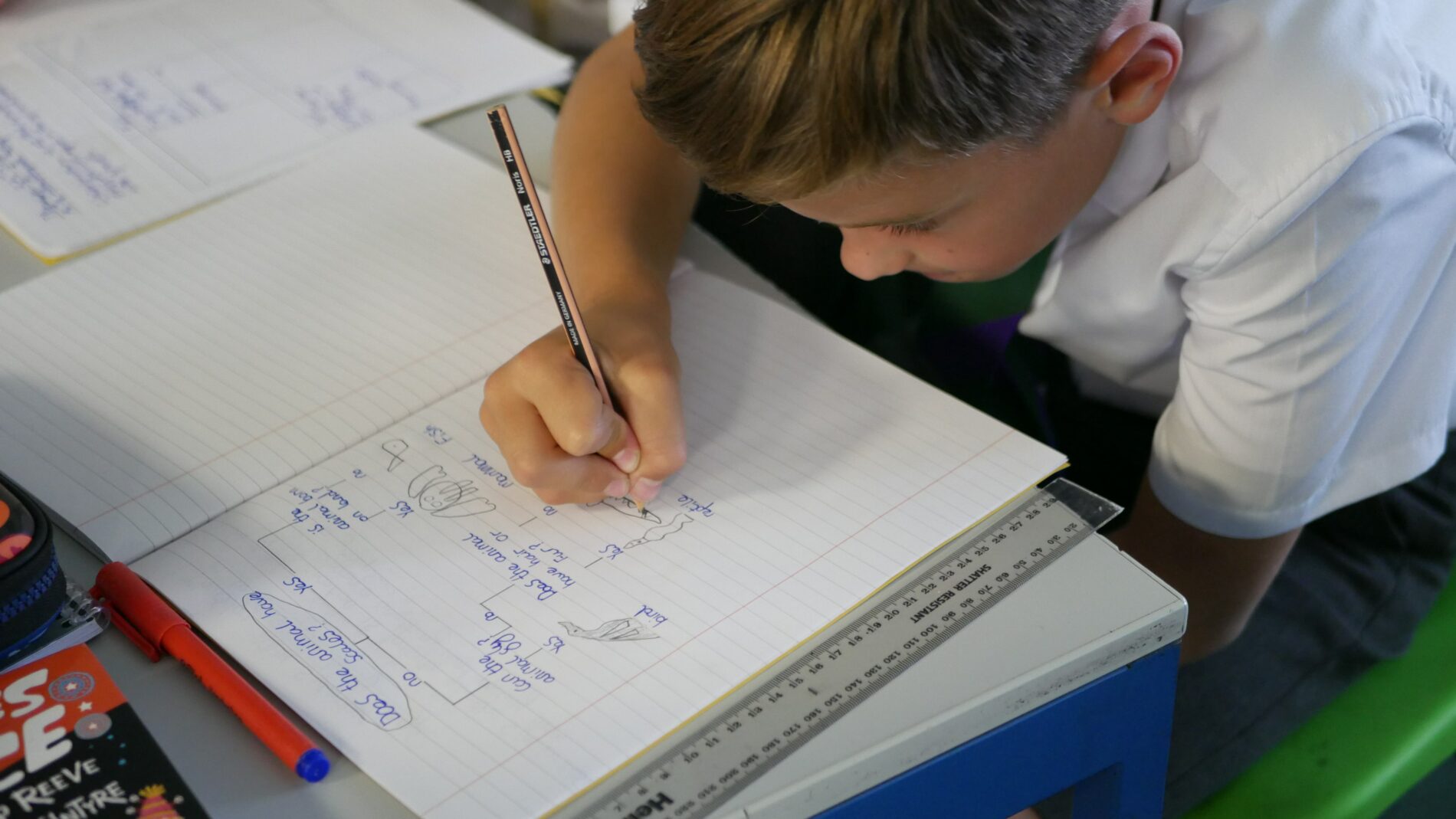 P1170793-min pupil writing about the human body in science class