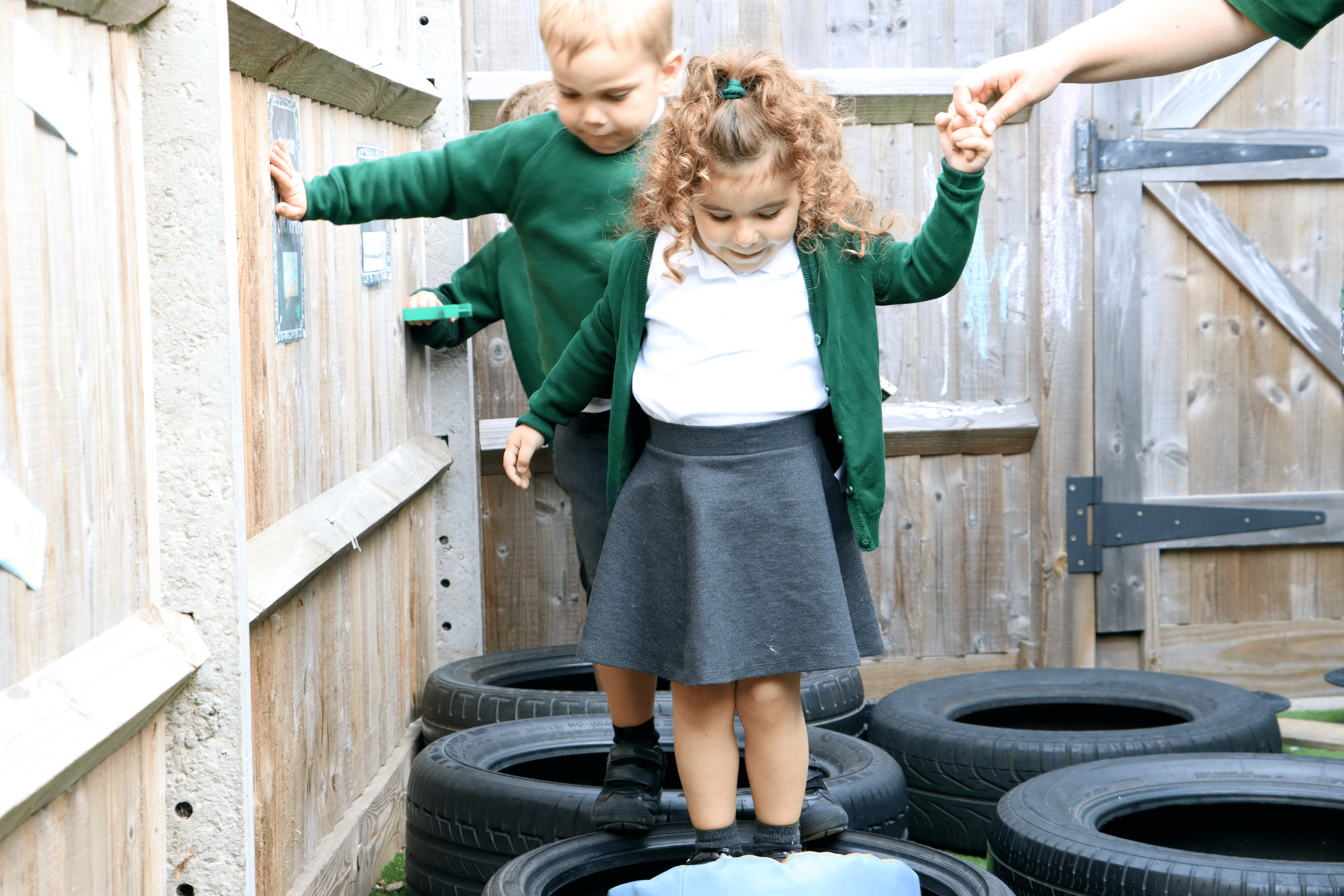eyfs pupils learning to balance in halling primary school