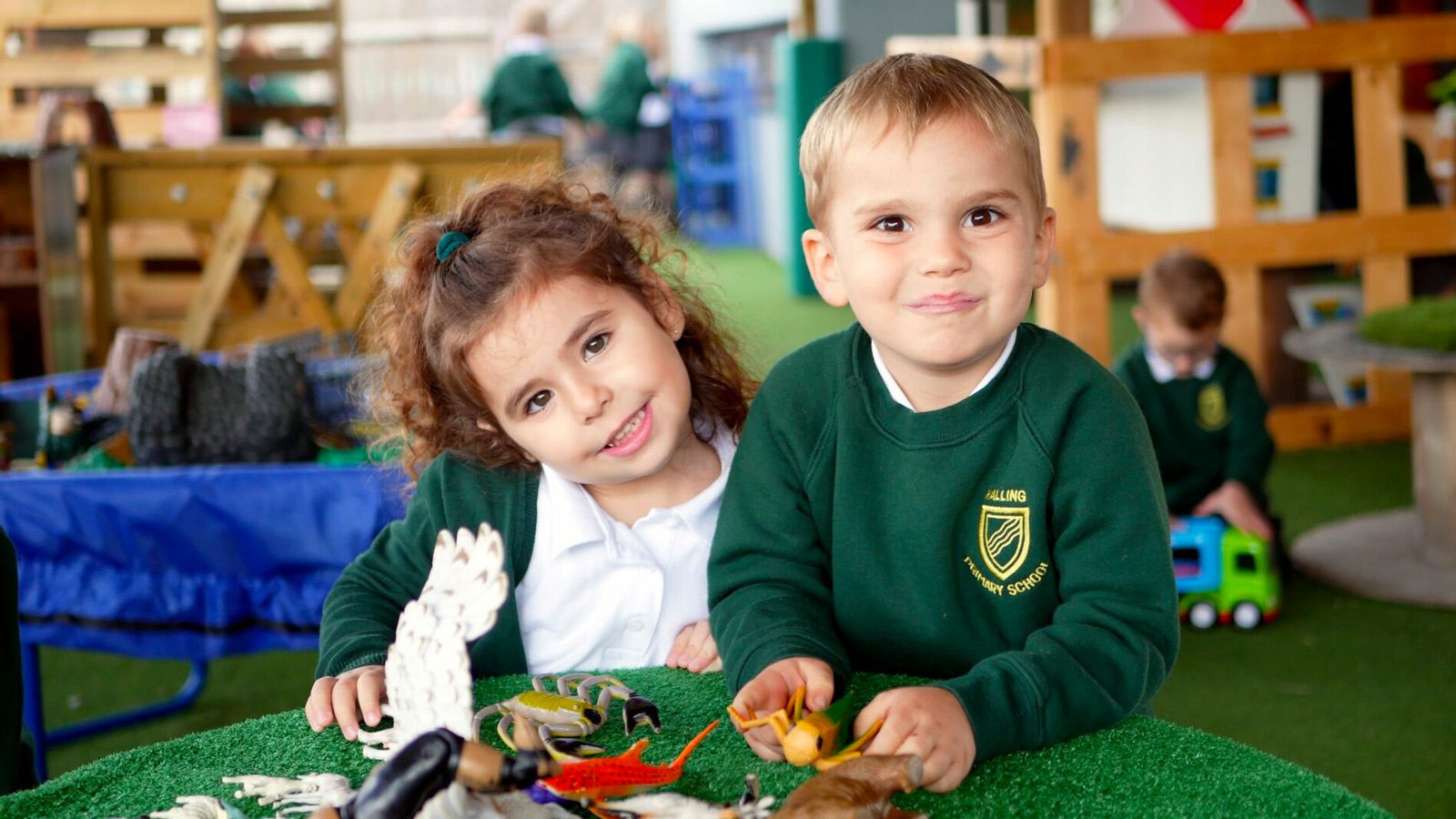 two children from early years at halling primary school